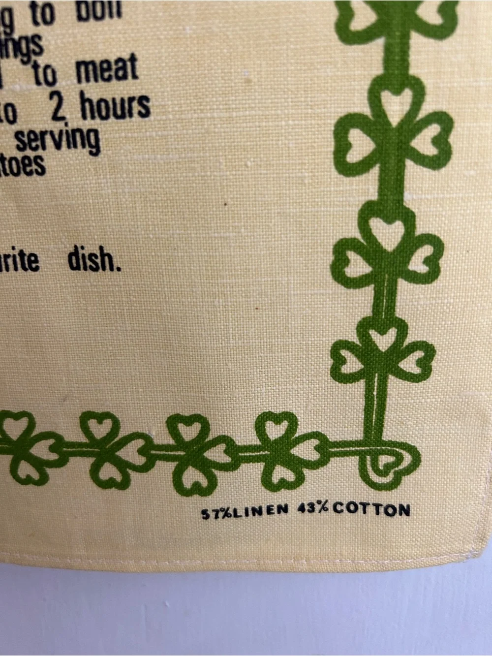 Irish Recipes Decorative Tea Towel - Yellow